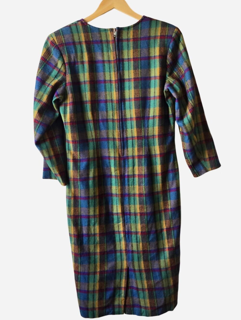 Vintage 1970s Plaid Wool Shift S/M